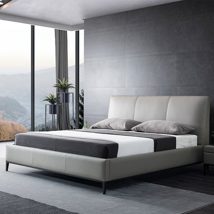 Inhabit Luxury Soft Natural Leather Simple Bed Queen/King Size