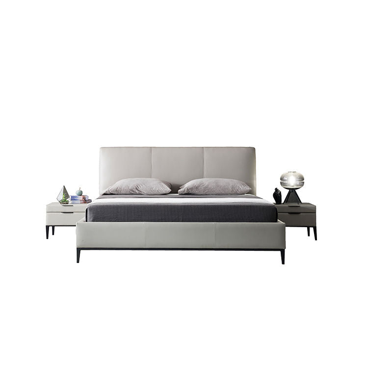 Inhabit Luxury Soft Natural Leather Simple Bed Queen/King Size