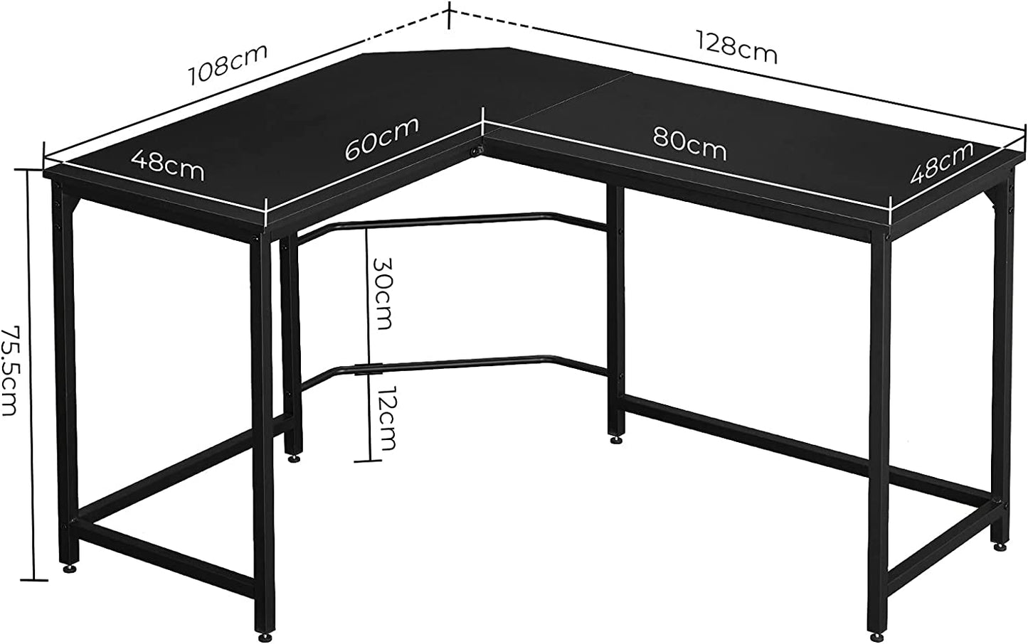 Inhabit Stark 130cm L-Shape Desk In Metal & Wood