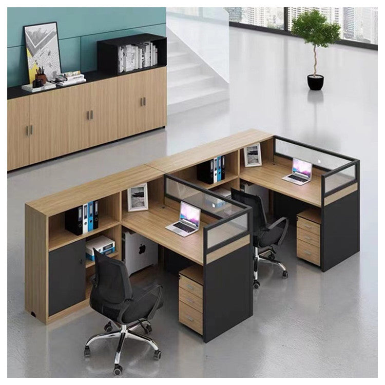 Inhabit Customizable Work Station Unit With Shelves Partition For Office Spaces