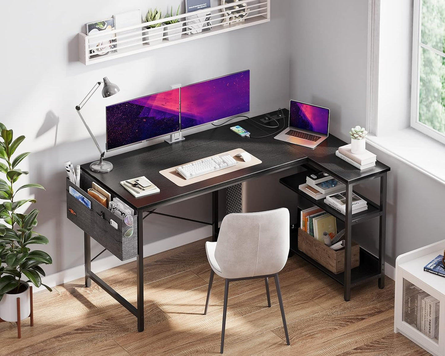 Inhabit Spider 120cm L-Shaped Desk With Built In Power Outlet