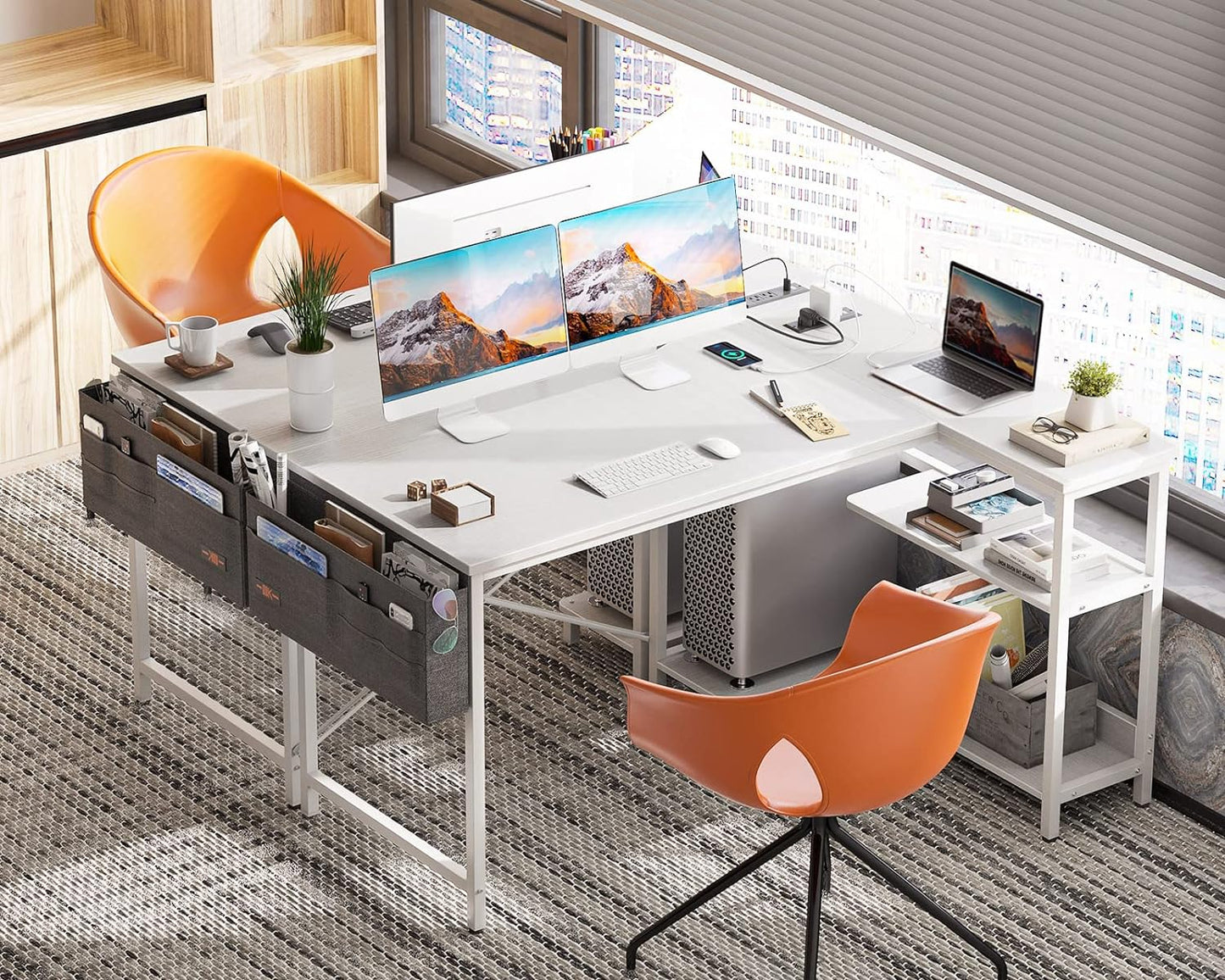 Inhabit Spider 120cm L-Shaped Desk With Built In Power Outlet