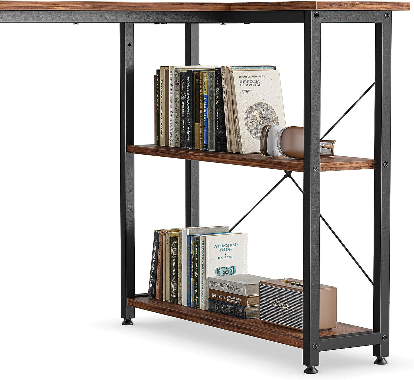 Inhabit 140cm L-Shape Desk With 2 Tier Shelves
