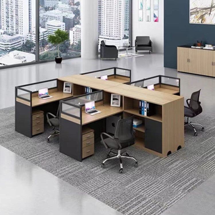 Inhabit Customizable Work Station Unit With Shelves Partition For Office Spaces