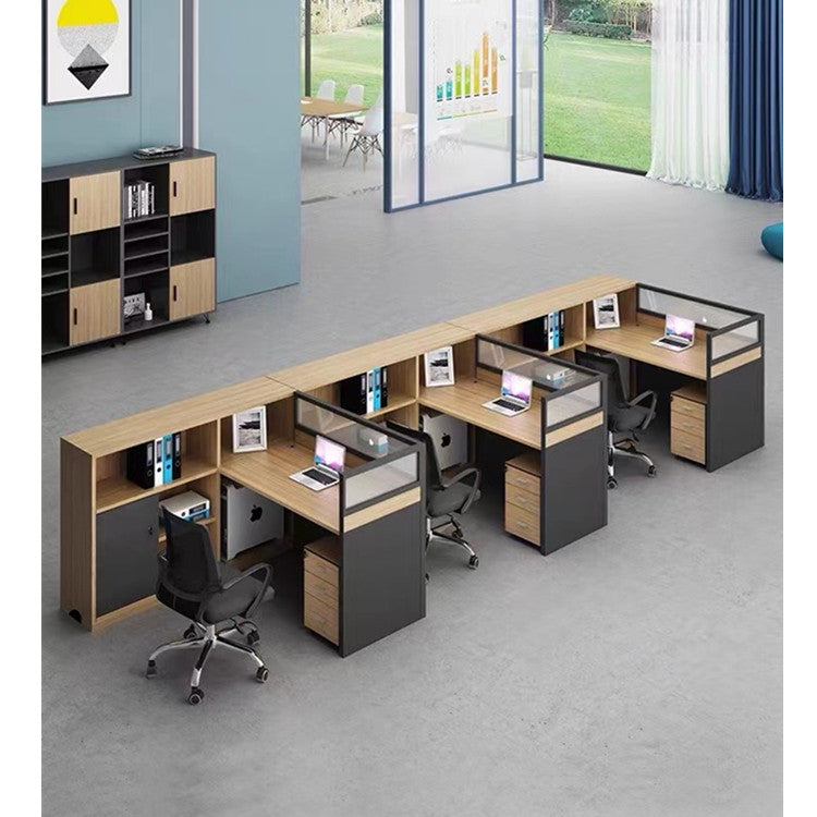 Inhabit Customizable Work Station Unit With Shelves Partition For Office Spaces