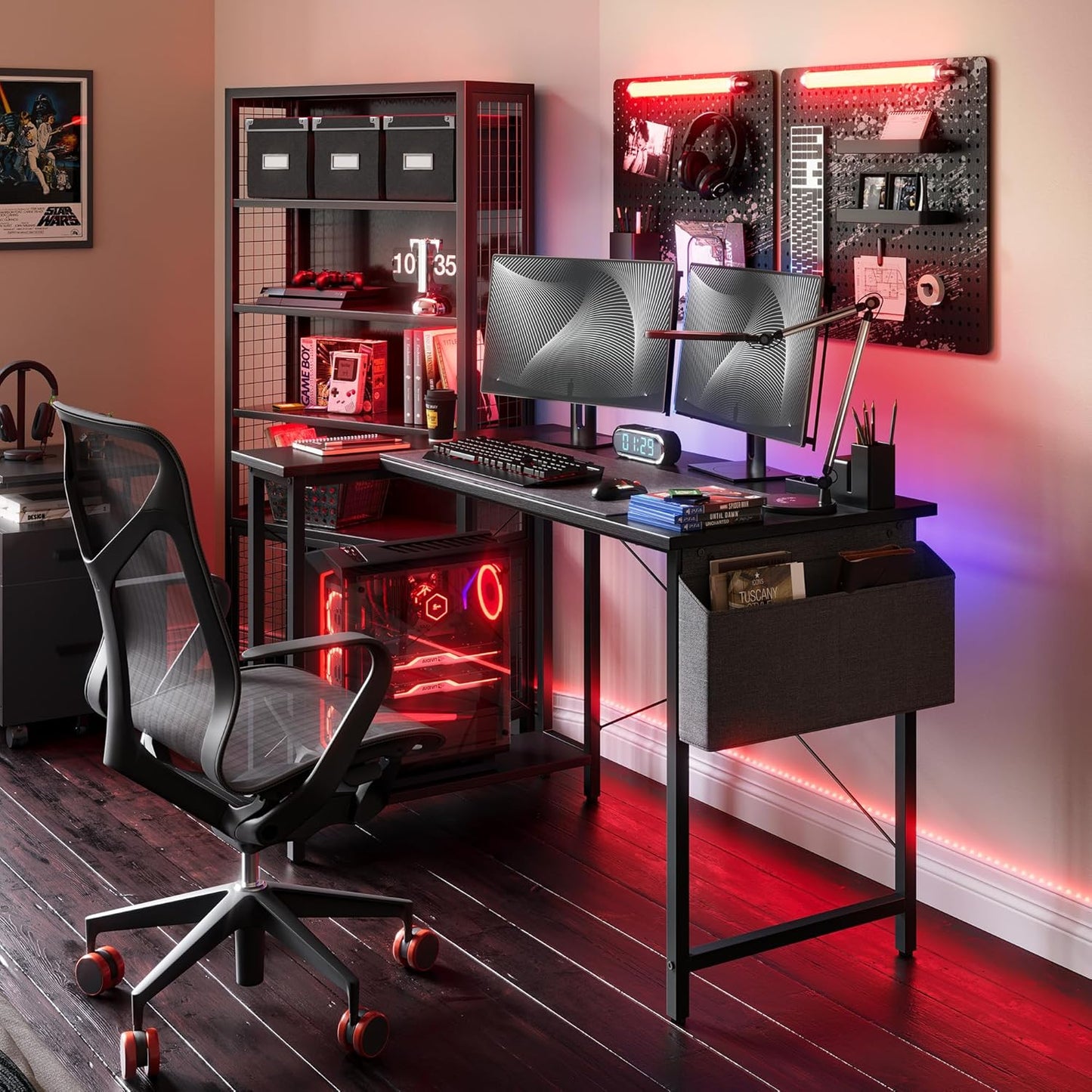 Inhabit 140cm L-Shape Desk With 2 Tier Shelves