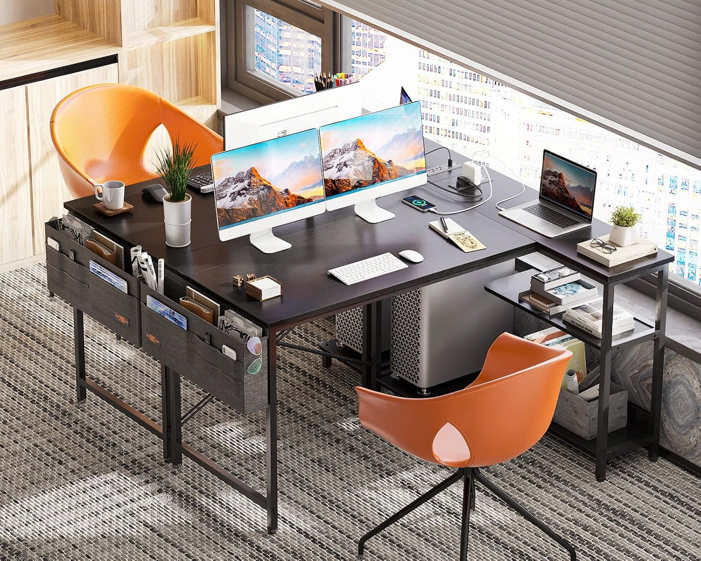 Inhabit Spider 120cm L-Shaped Desk With Built In Power Outlet
