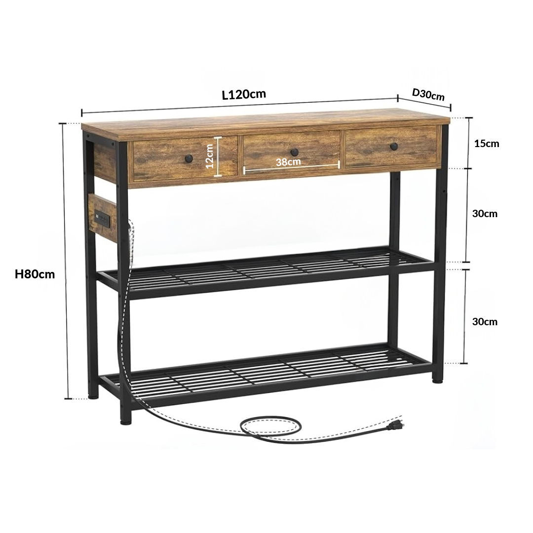 Inhabit Entryway Table with Side Power Outlet Console Table