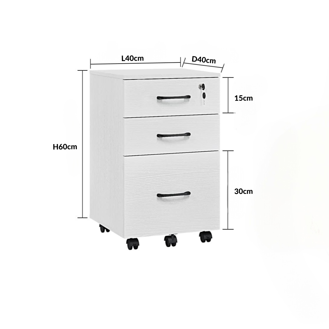 Inhabit Tavix 3 Drawers Office Cabinet With Lock