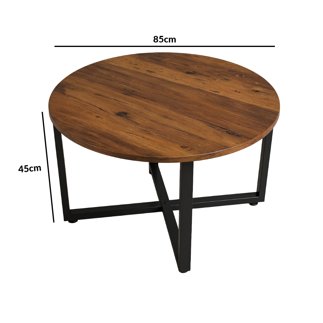 طاولة قهوة دائرية من المعدن والخشب من مجموعة Inhabit