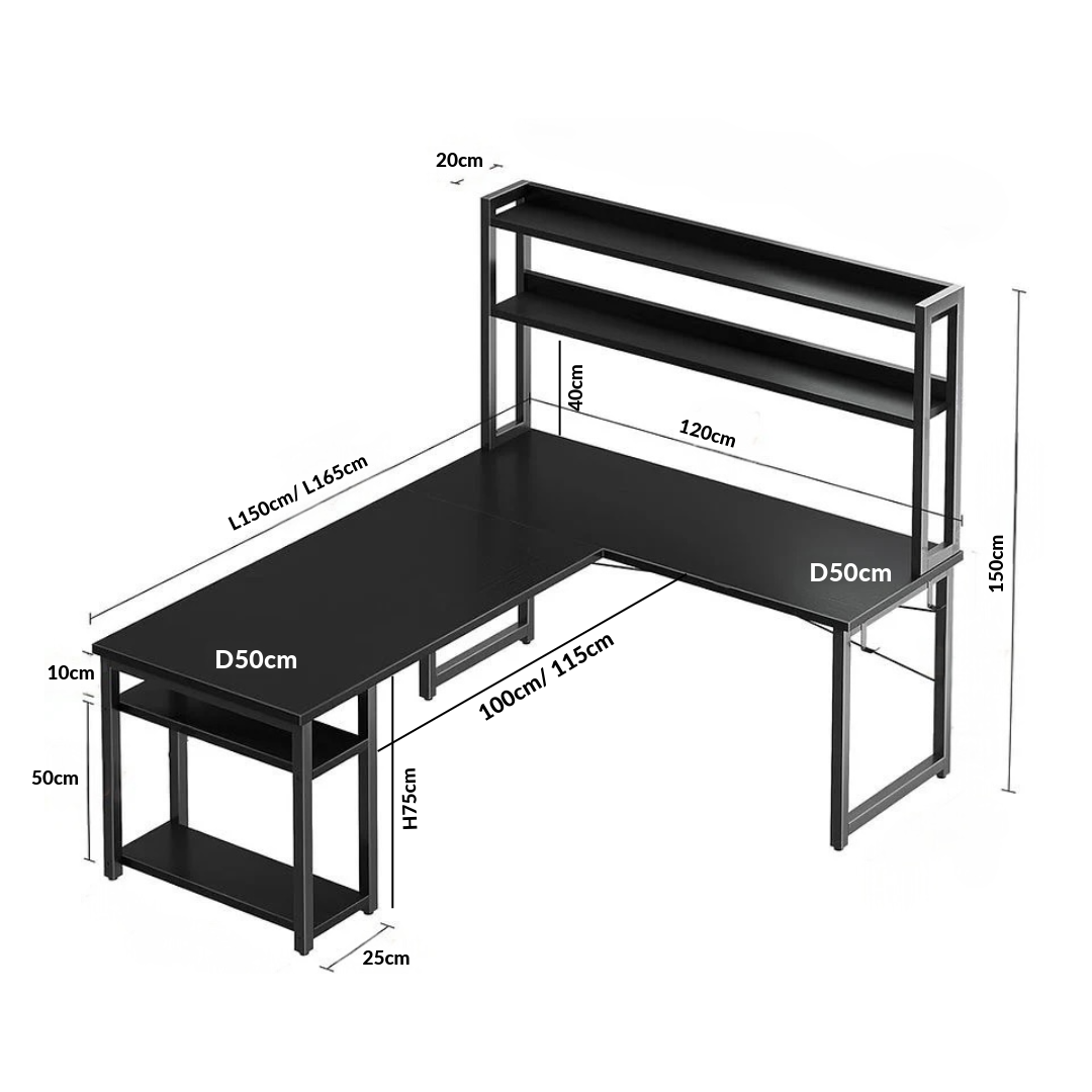 Inhabit Velaro Hutch L-Shaped Desk With Built In LED