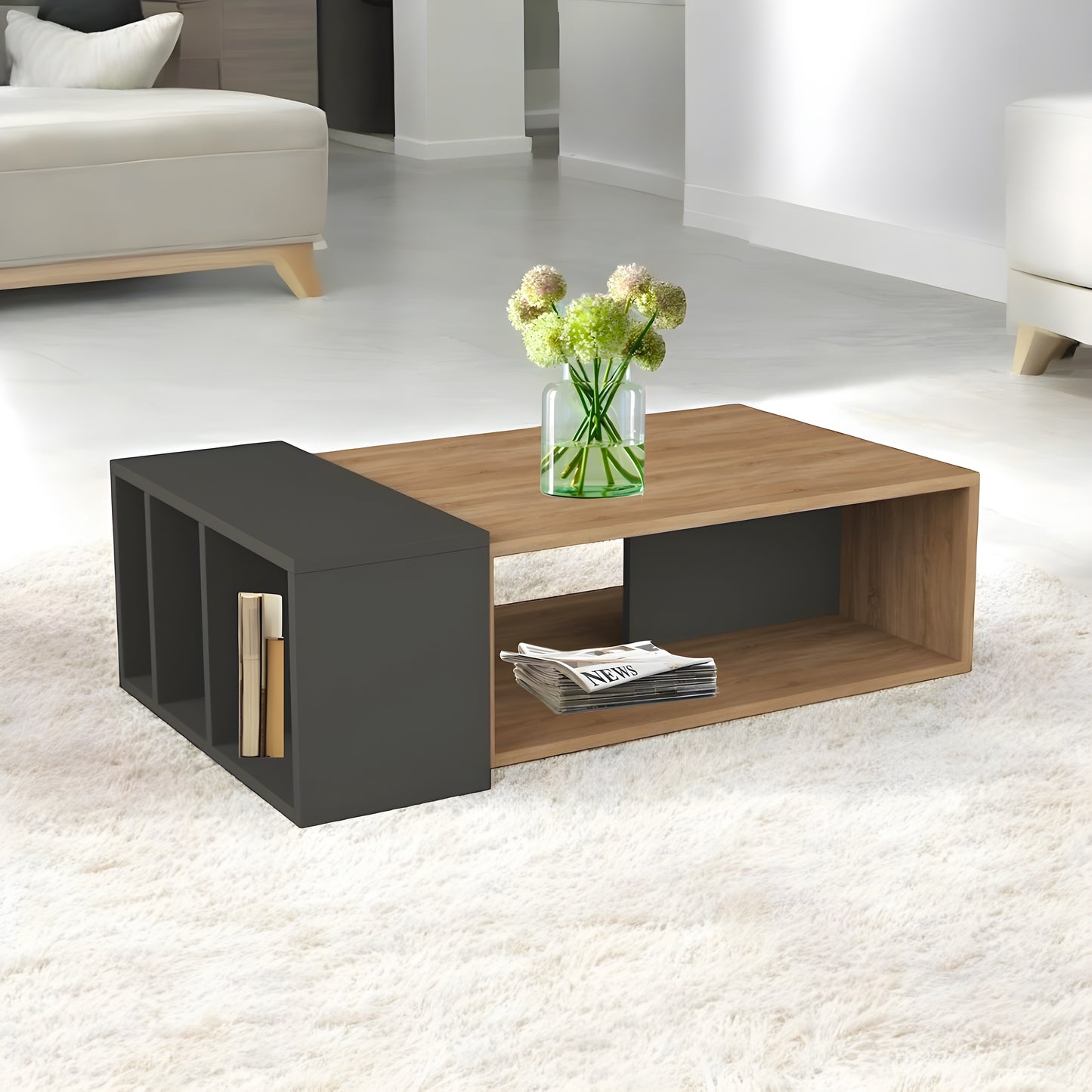 Inhabit Blend Coffee Table With Storage Shelves