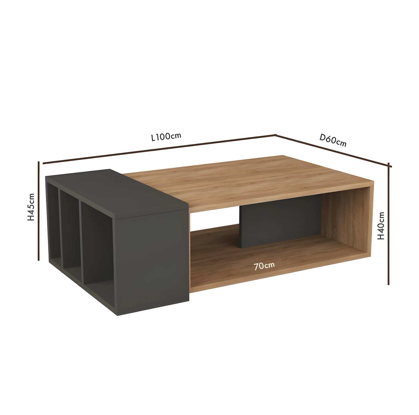 Inhabit Blend Coffee Table With Storage Shelves