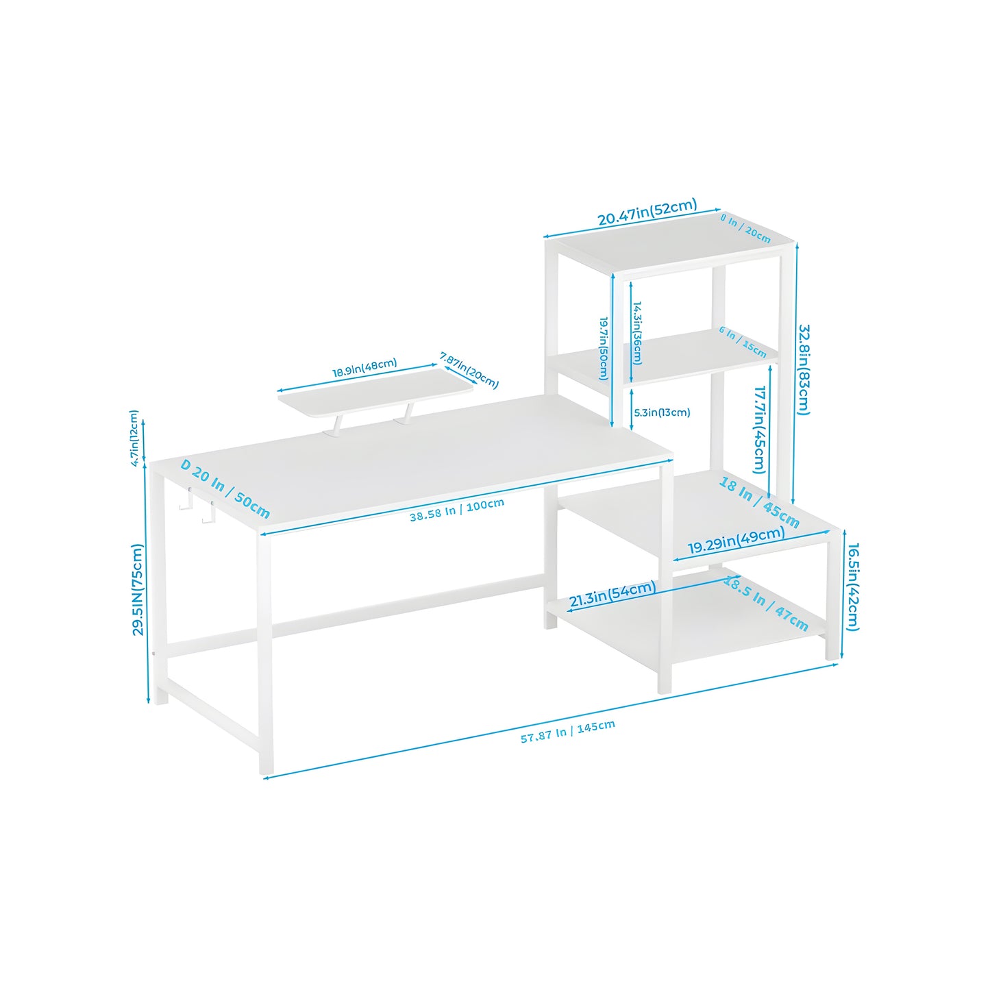 Inhabit Work Station With Tower Shelves Extension