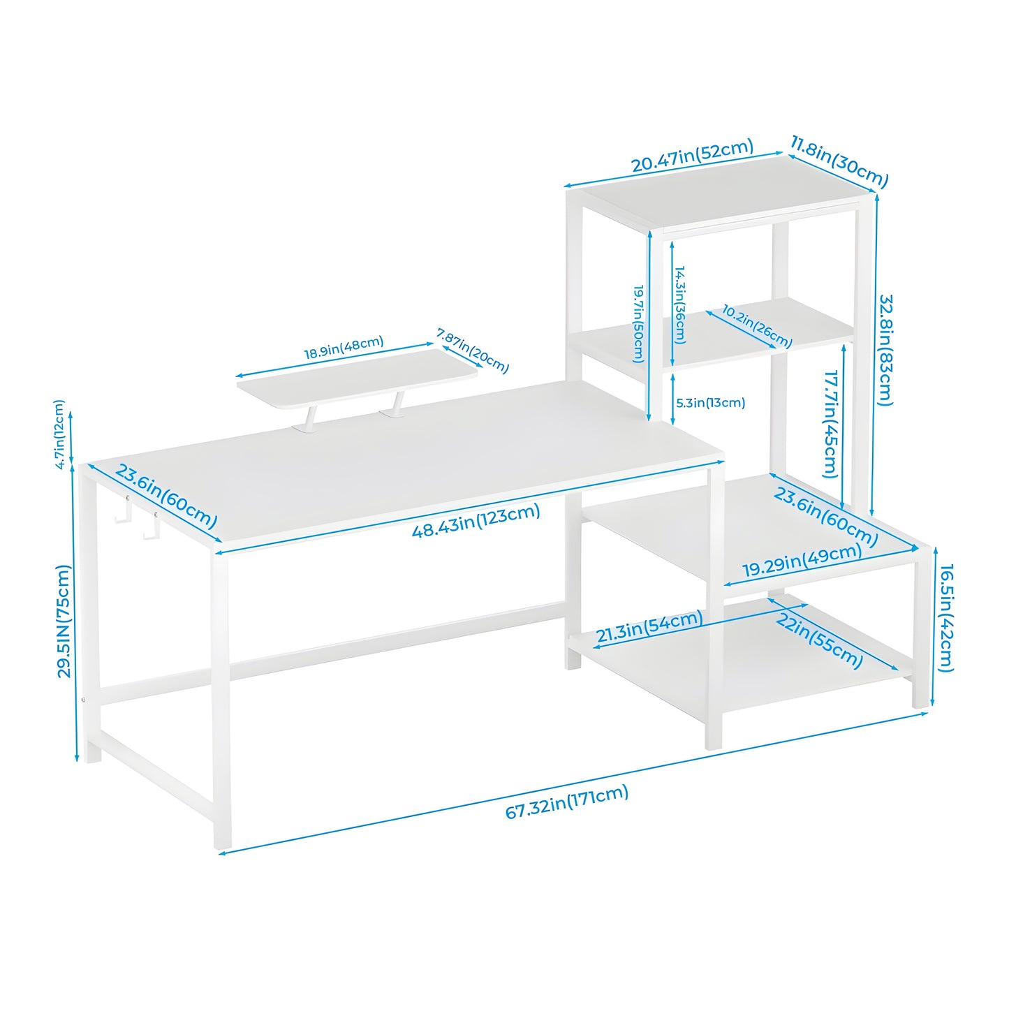 Inhabit Work Station With Tower Shelves Extension