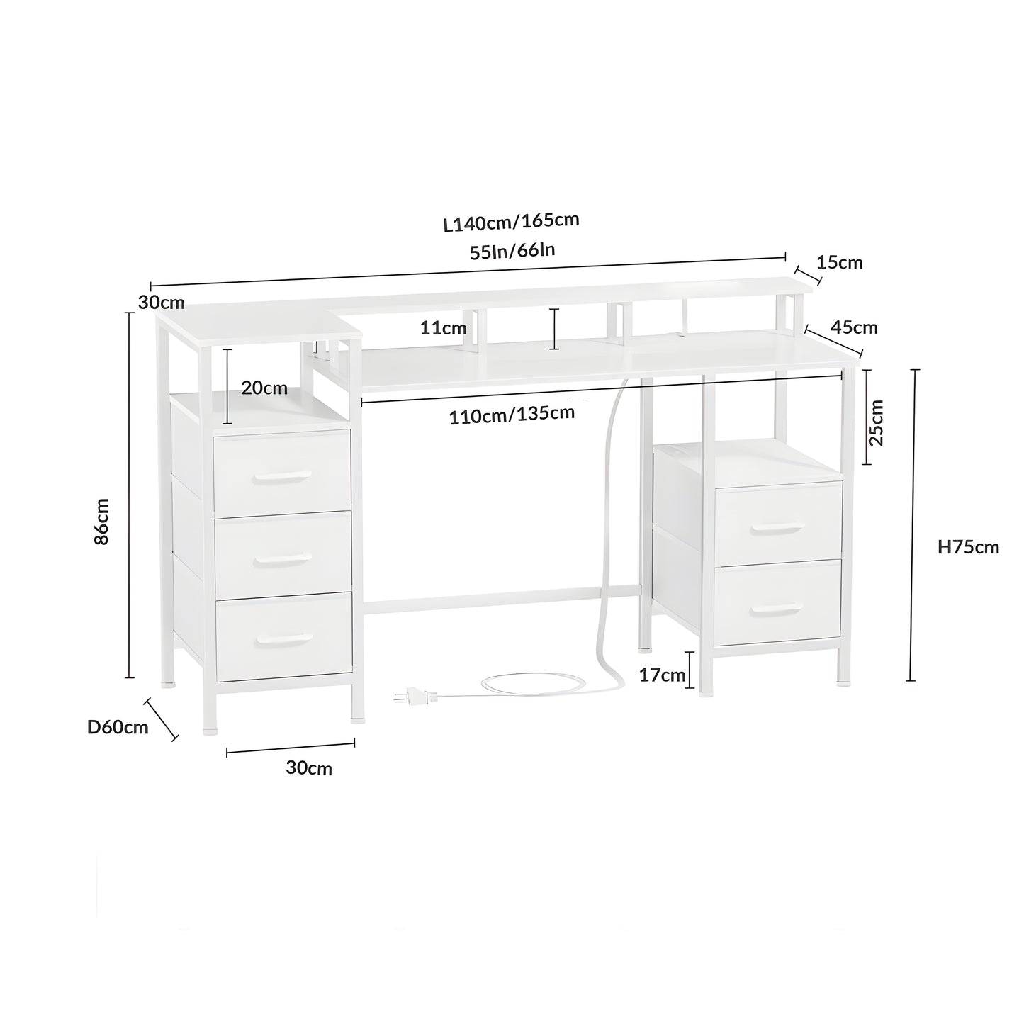 Inhabit Cyper Plus 5 Drawers Desk