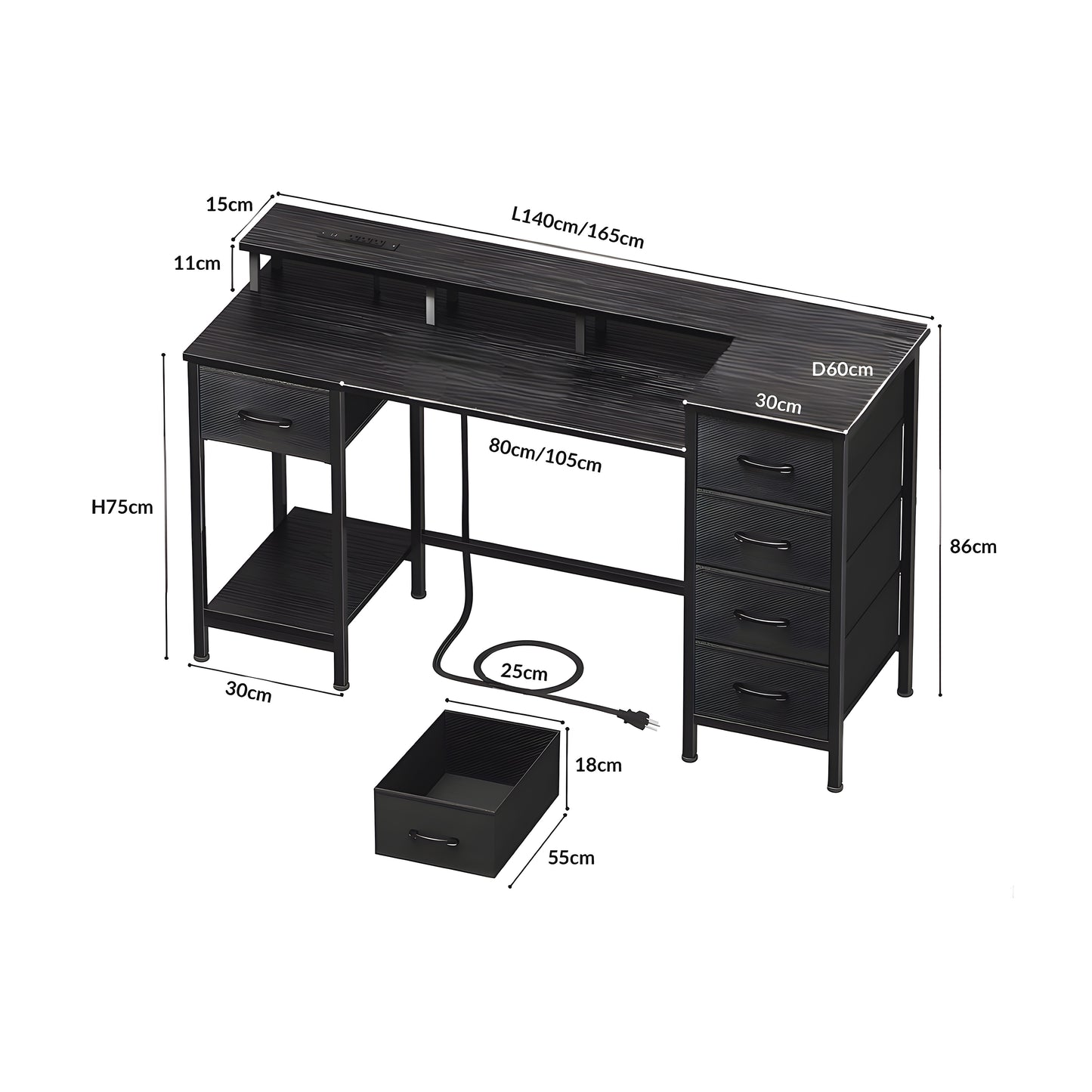 Inhabit All In One 5 Drawers Desk