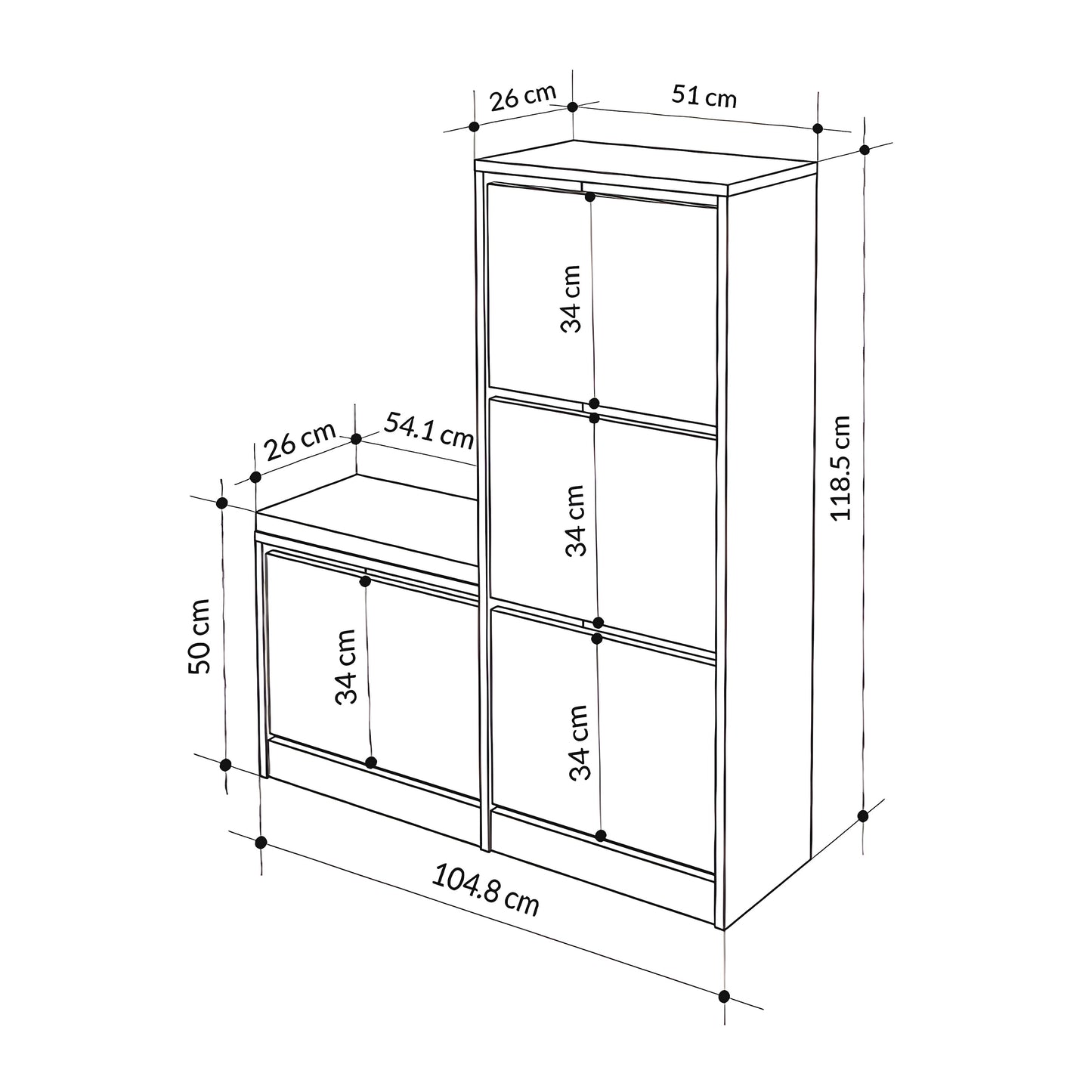 Inhabit Tower Seated Shoe Cabinet / Rack