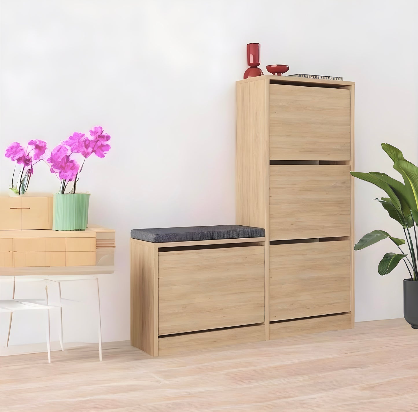 Inhabit Tower Seated Shoe Cabinet / Rack