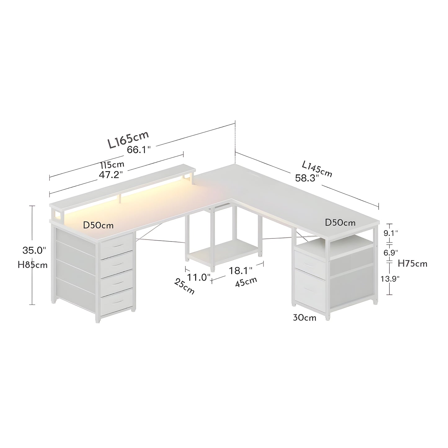 Inhabit Big Show 145cm L-Shaped High Storage Desk