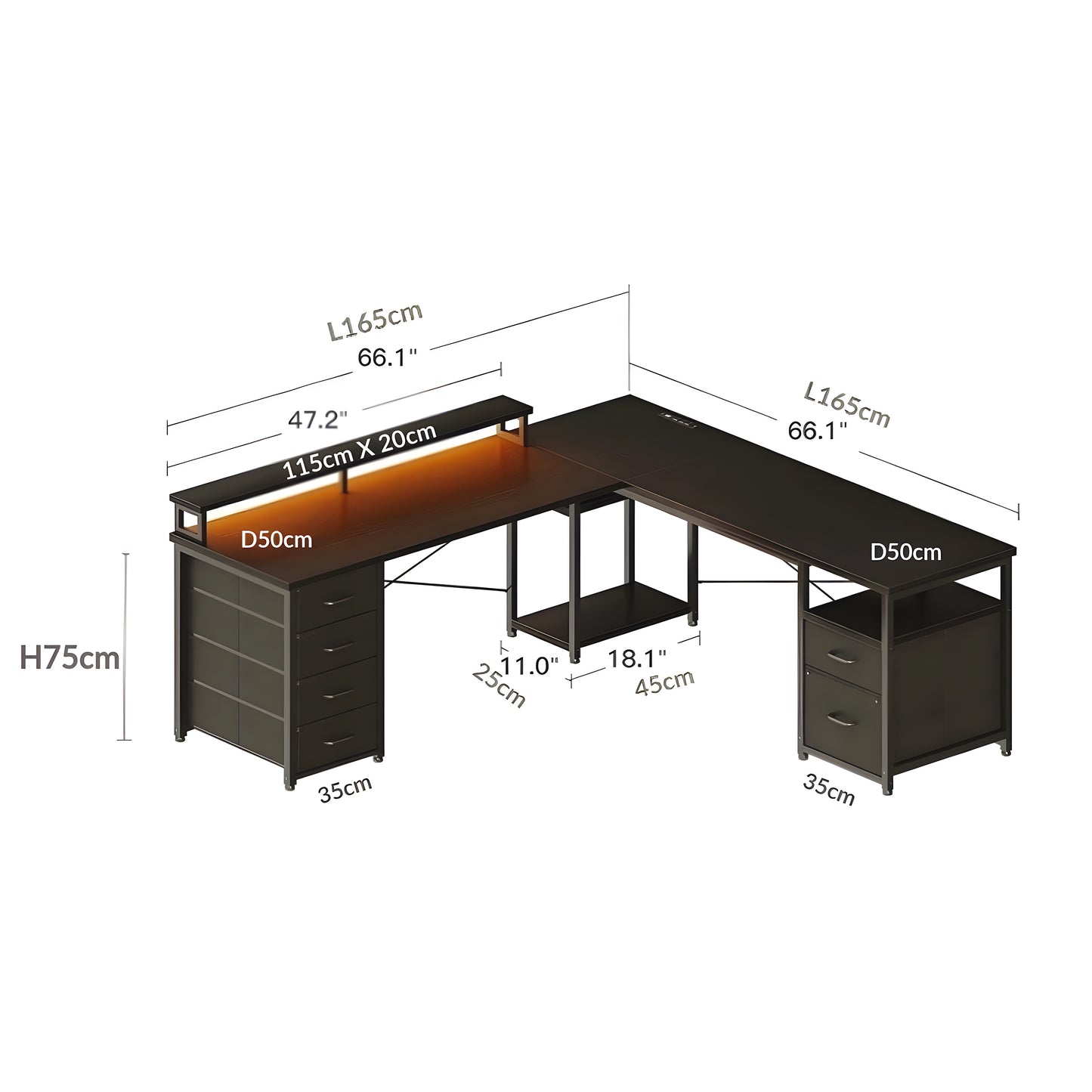 Inhabit Big Show 165cm L-Shaped High Storage Desk