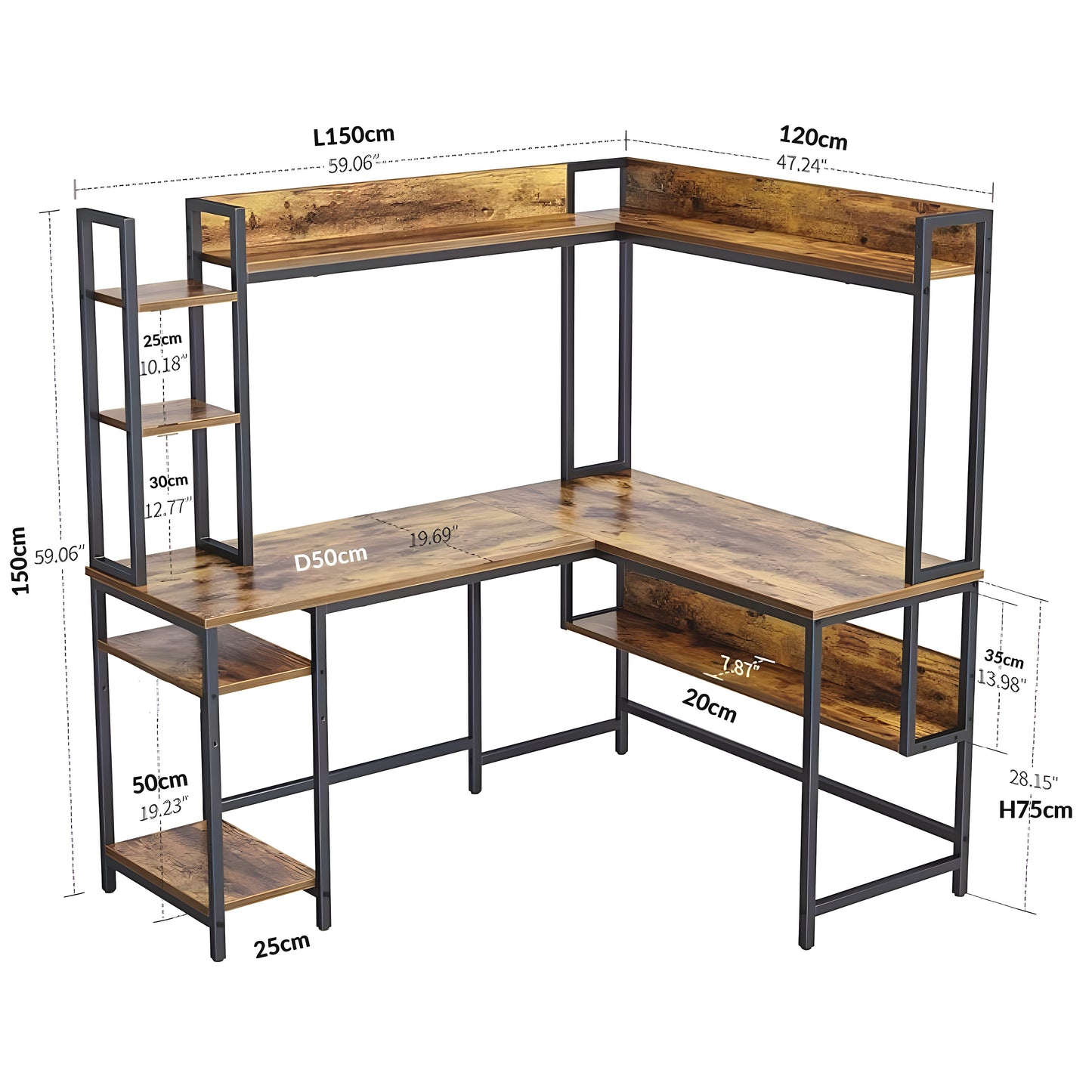 مكتب مزدوج على شكل حرف L من Inhabit مقاس 150 سم