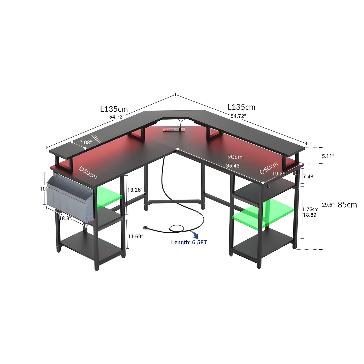 Inhabit Nebula Playing Center 135cm L-Shaped Desk