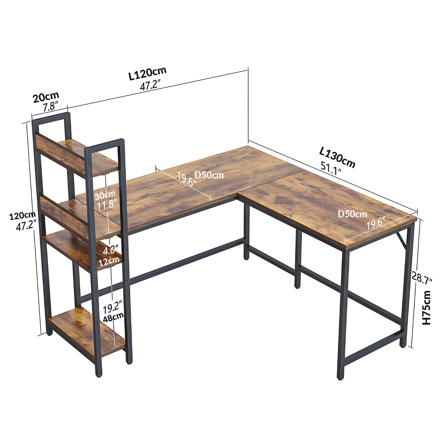 Inhabit Lumina Racked 120cm L-Shape Desk