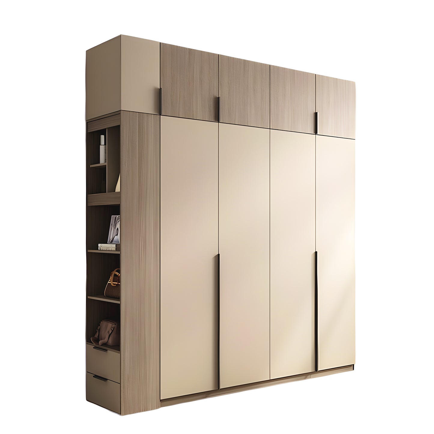 Inhabit Modern Matte Beige Solid Wood Wardrobe With 2 Options