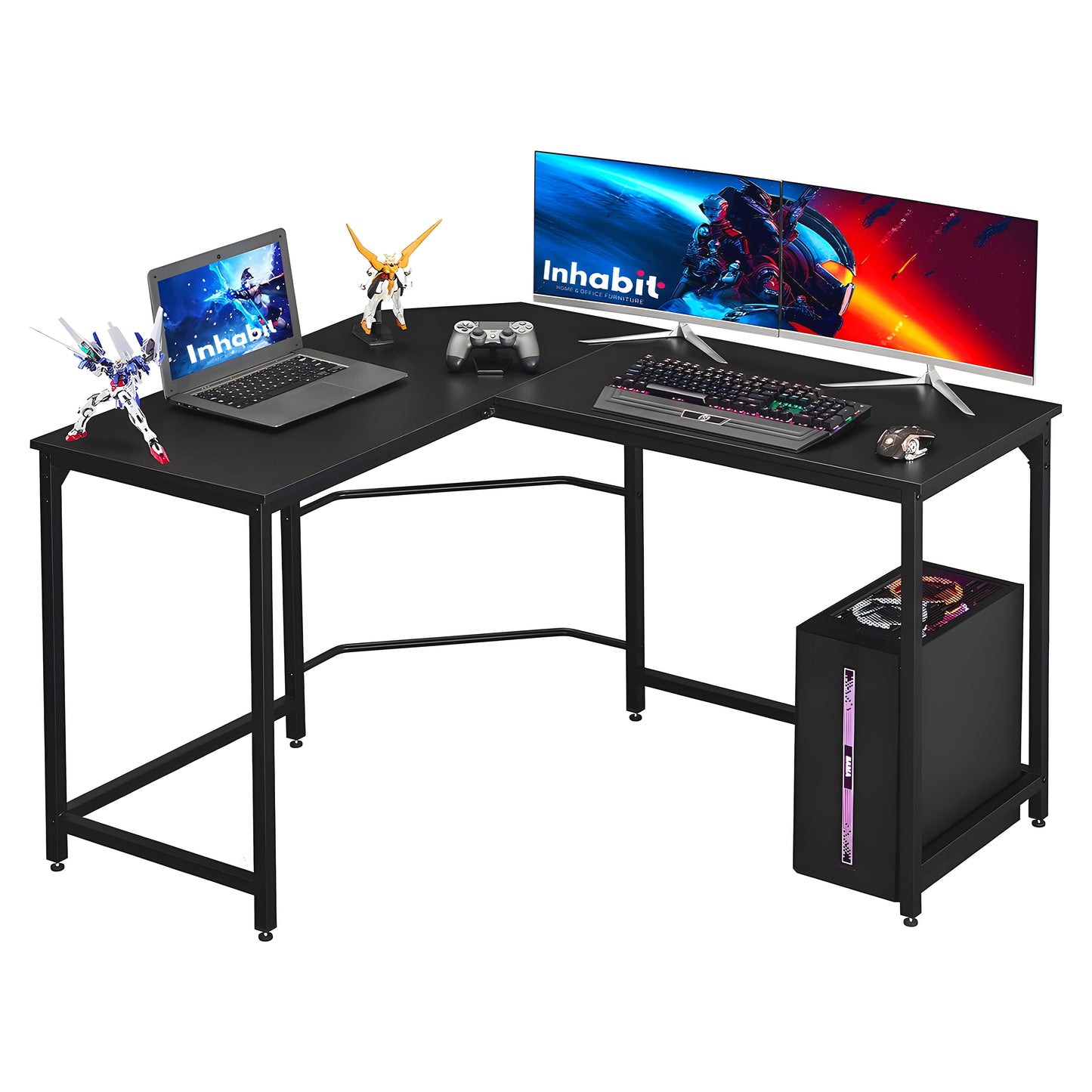 Inhabit Stark 130cm L-Shape Desk In Metal & Wood