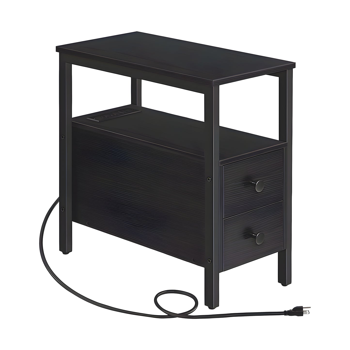 Inhabit Side Table With Charging Station & 2 Drawers
