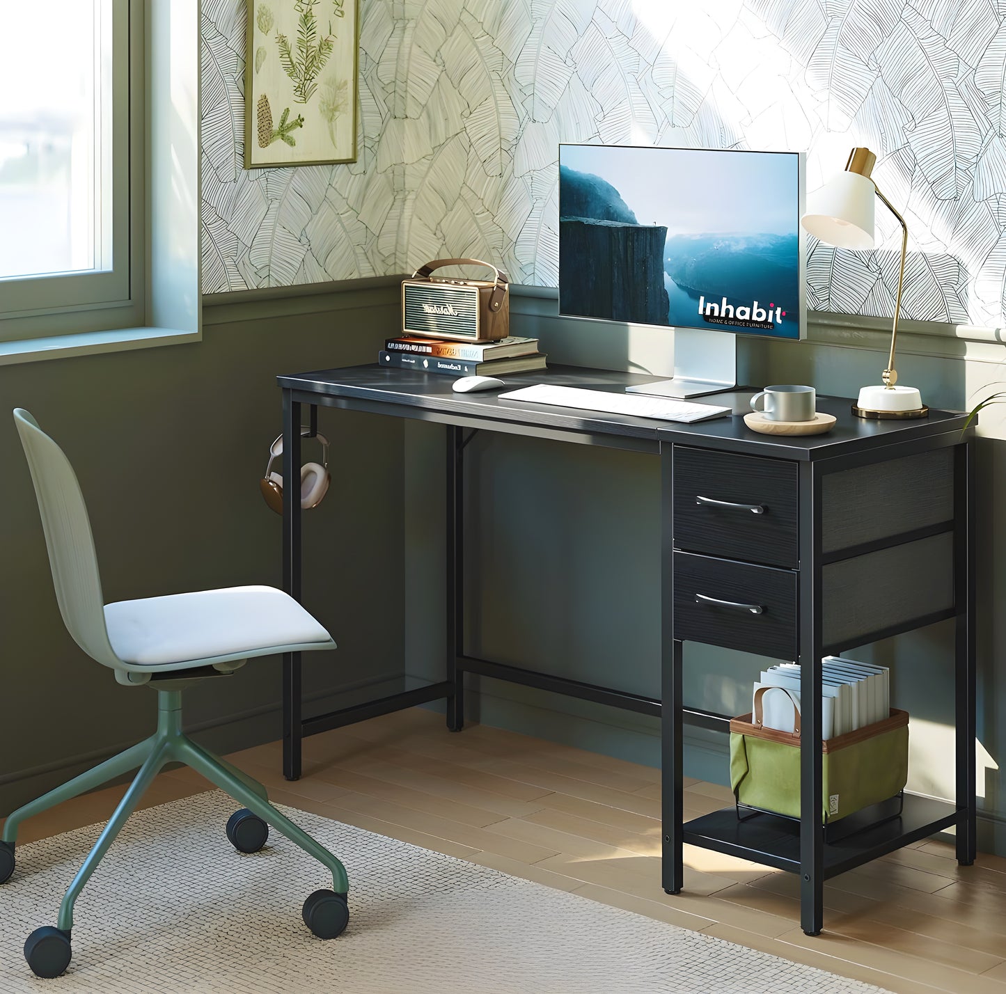Inhabit 2 Drawers Desk With Bottom Shelf