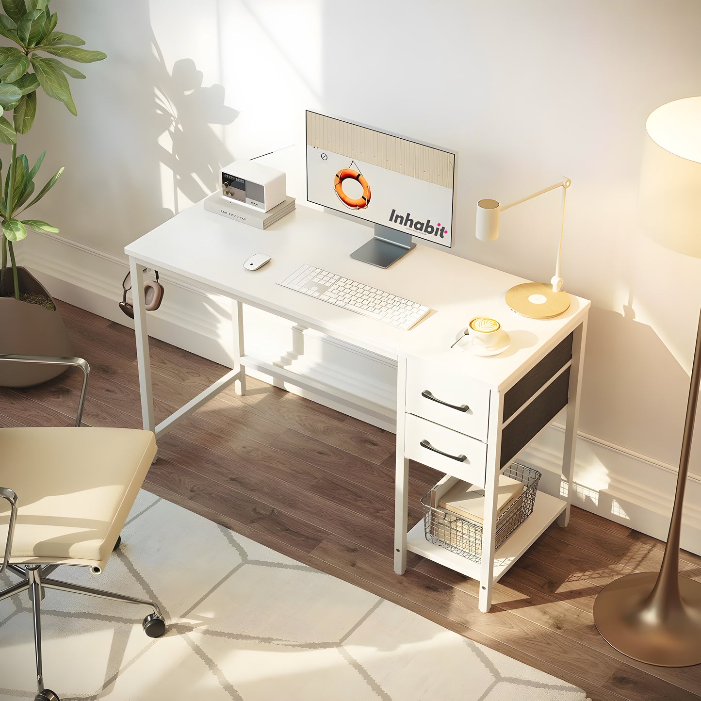 Inhabit 2 Drawers Desk With Bottom Shelf