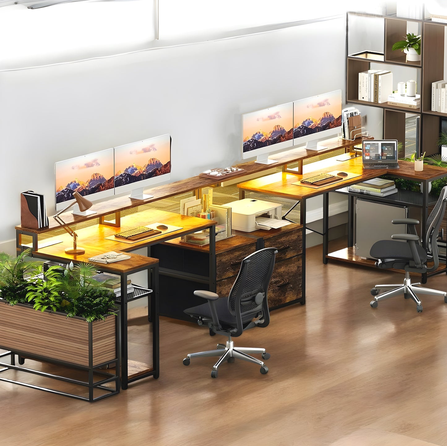 Inhabit Phantom 145cm L-Shaped Desk With 2 Drawers & Shelves