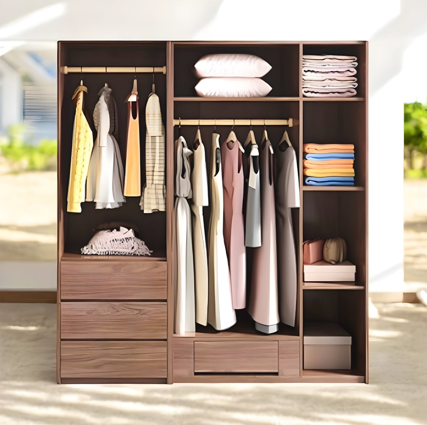 Inhabit Charcoal x Walnut Wardrobe Natural Solid Wood Customizable