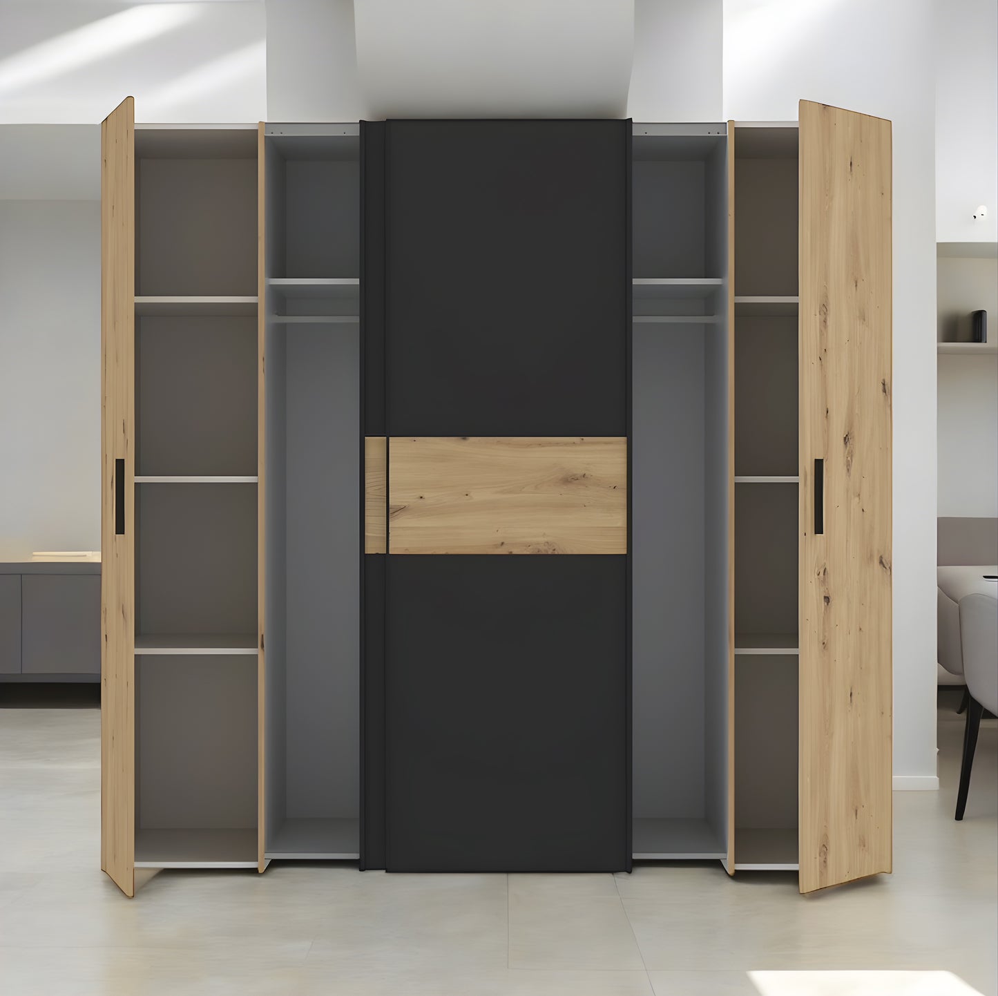 Inhabit Elite Black x Natural Wood Color Wardrobe Customizable