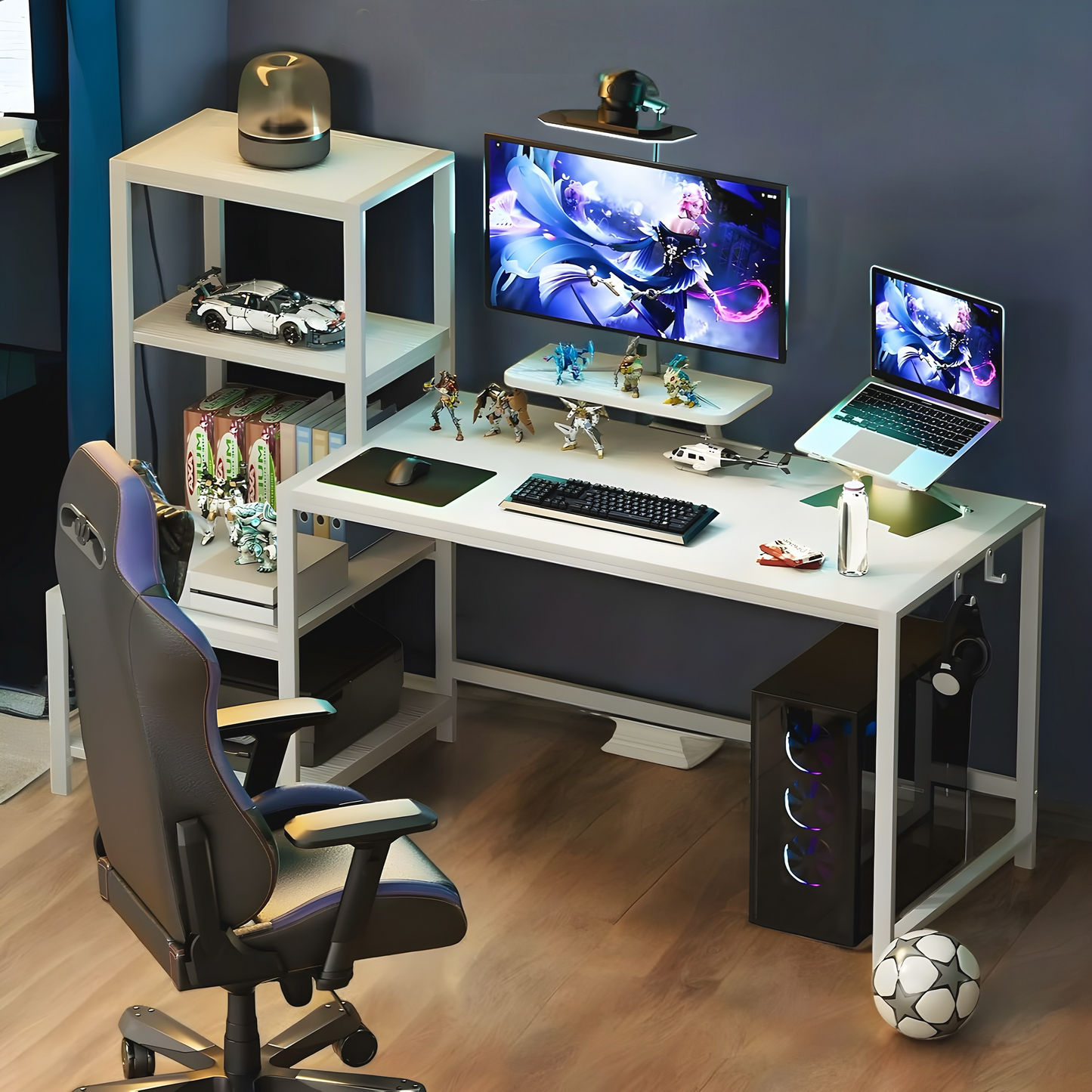 Inhabit Work Station With Tower Shelves Extension
