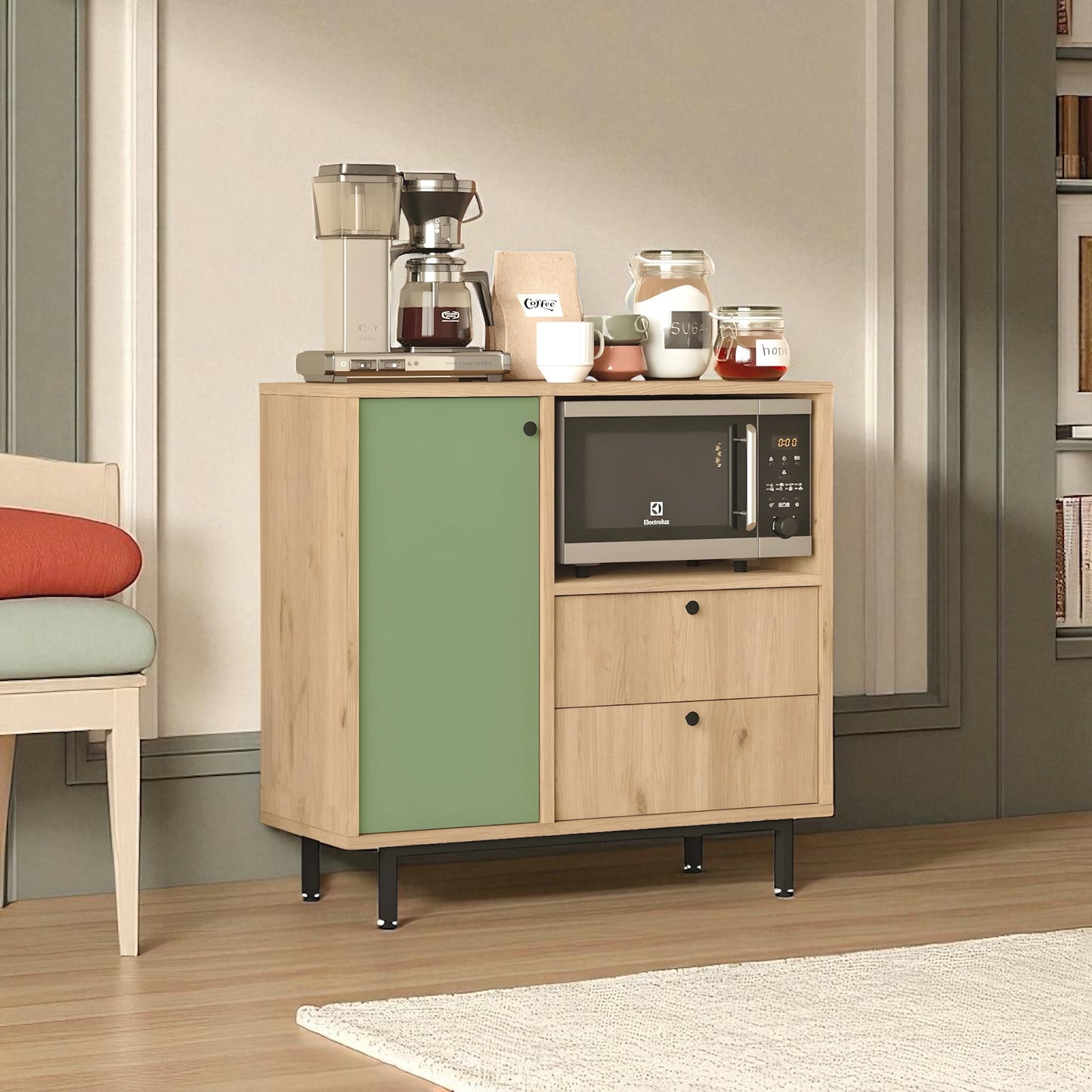 خزانة تخزين من مجموعة Inhabit Olive Green Vintage Coffee Corner