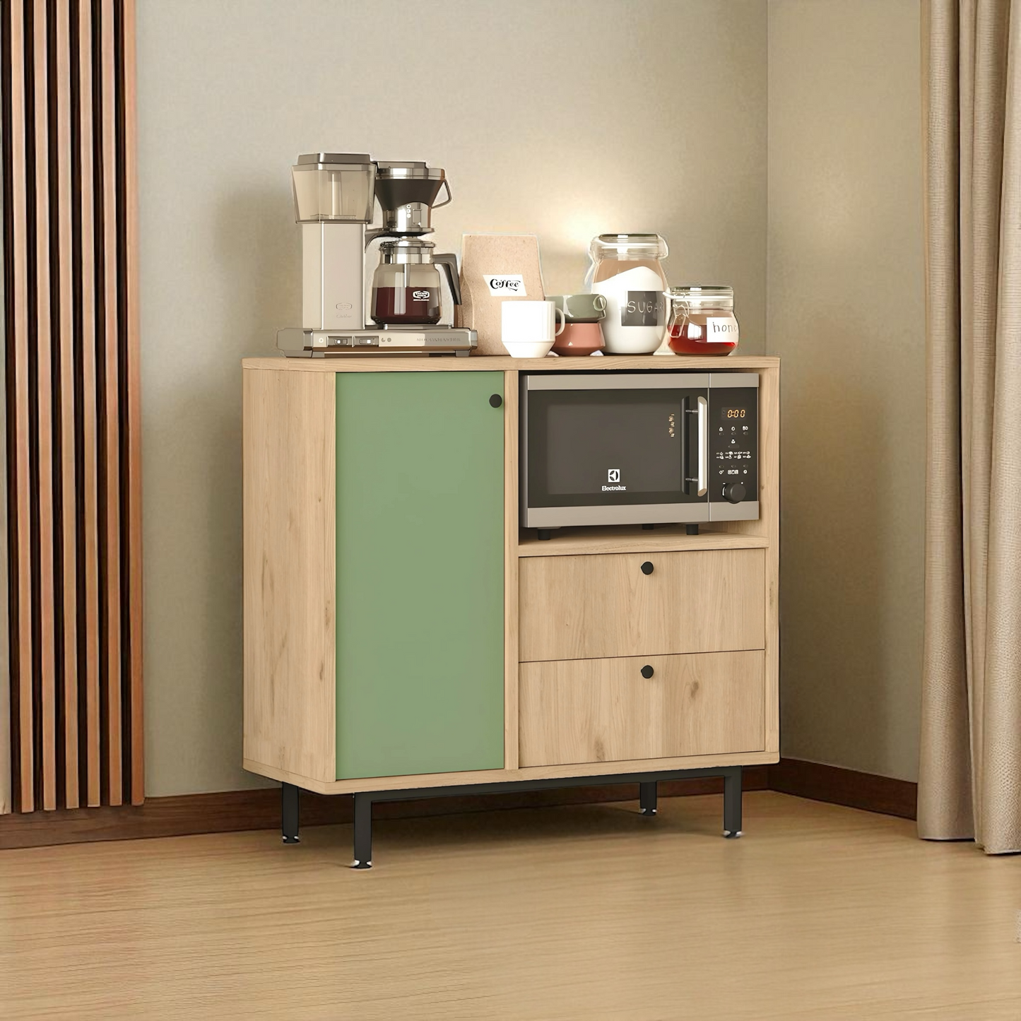 خزانة تخزين من مجموعة Inhabit Olive Green Vintage Coffee Corner