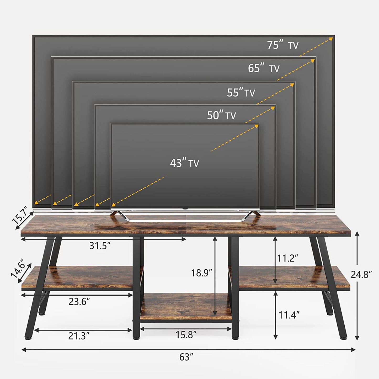 Inhabit 3 Tiet TV Media Console In Metal & Wood