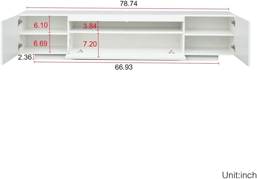 Inhabit All White TV Cabinet With Built In LED Lighting