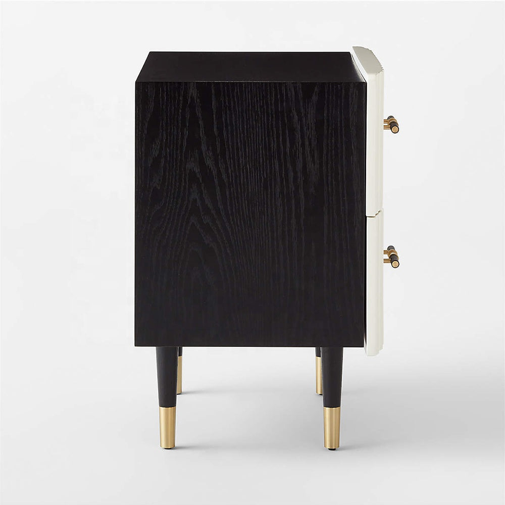 Inhabit Striped Sleek Wood Finish Nightstand
