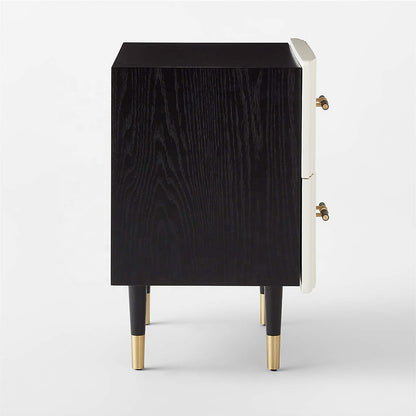 Inhabit Striped Sleek Wood Finish Nightstand