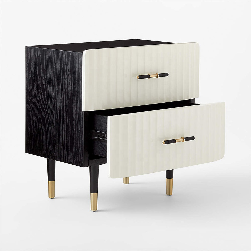 Inhabit Striped Sleek Wood Finish Nightstand