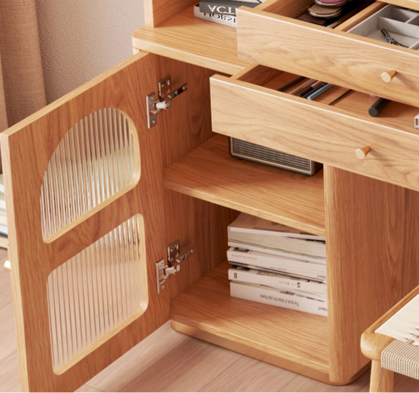 Inhabit Nordic Style Makeup Vanity With Drawers & Cabinets