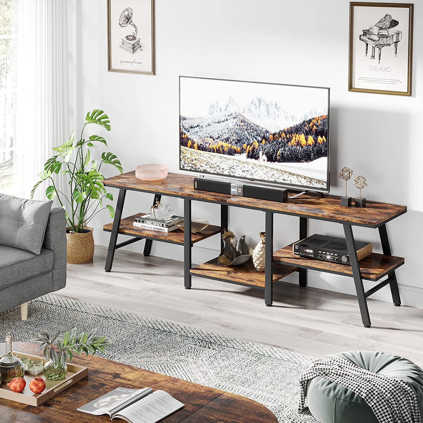 Inhabit 3 Tiet TV Media Console In Metal & Wood
