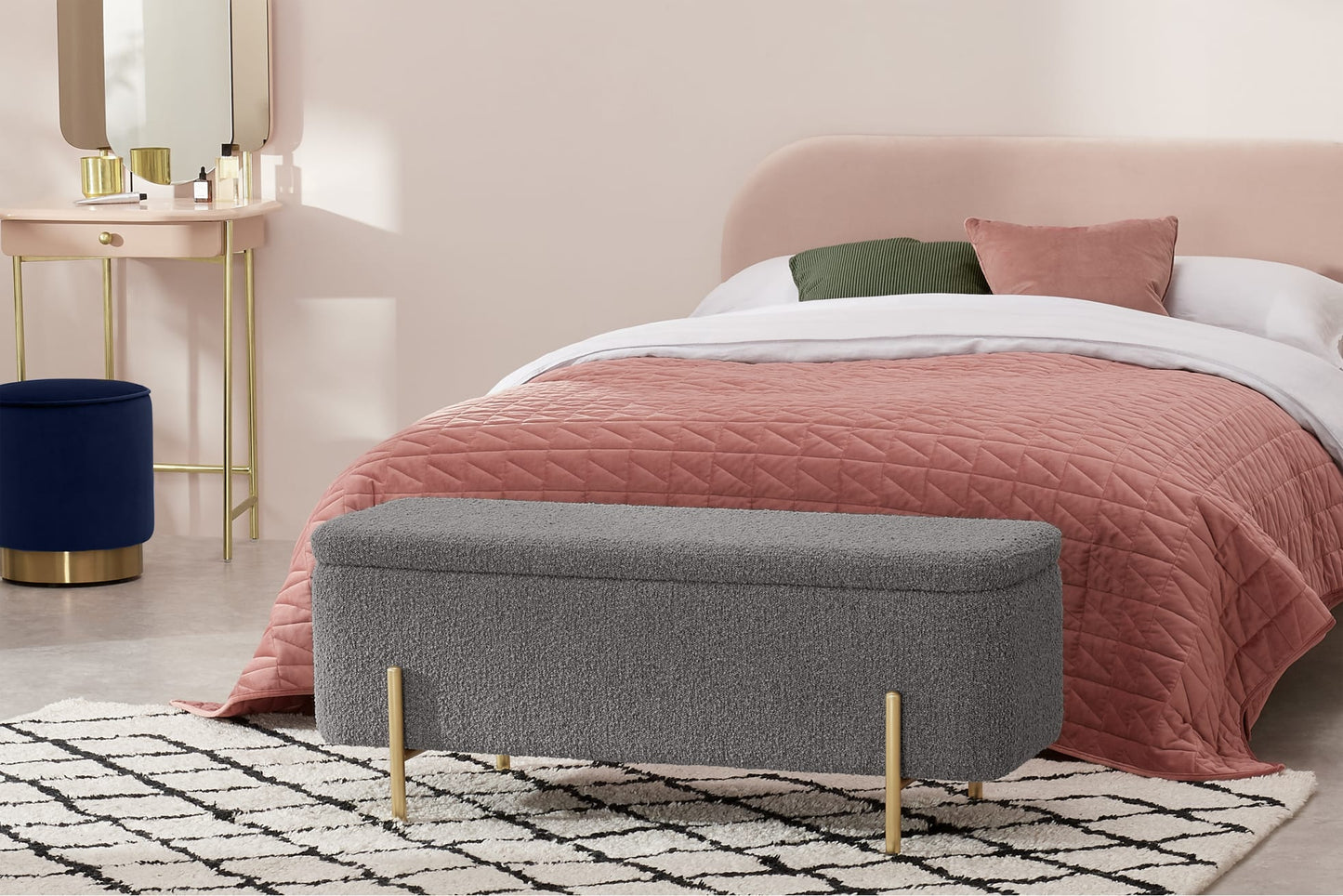 Inhabit Furry Metal Storage Bench Bench