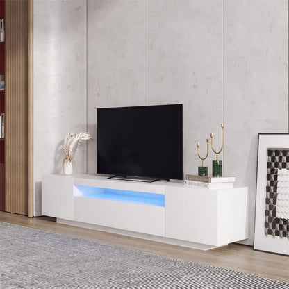 Inhabit All White TV Cabinet With Built In LED Lighting