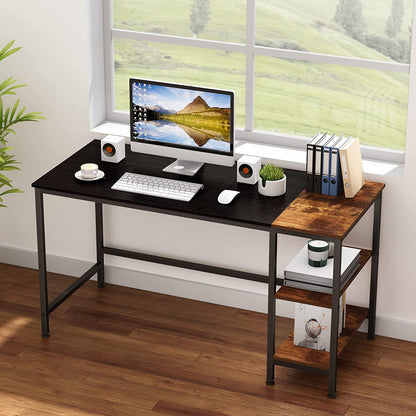 مكتب كبير من طبقتين من Inhabit Black X Rustic Brown مقاس 140 سم