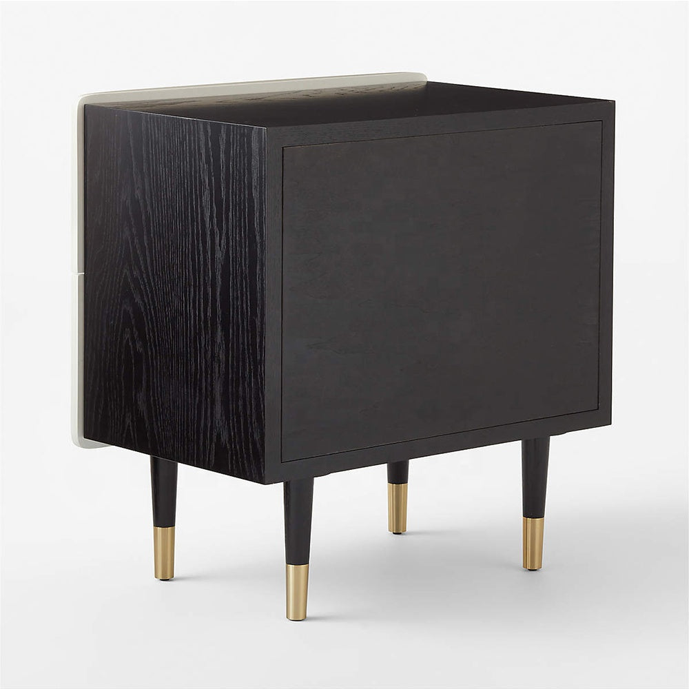 Inhabit Striped Sleek Wood Finish Nightstand